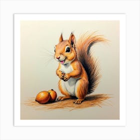 Squirrel Drawing 8 Art Print