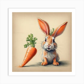 Rabbit With Carrot 1 Art Print