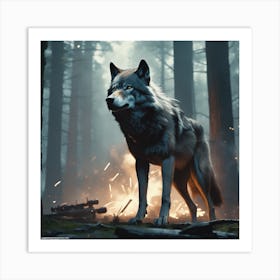 Wolf In The Woods 61 Art Print