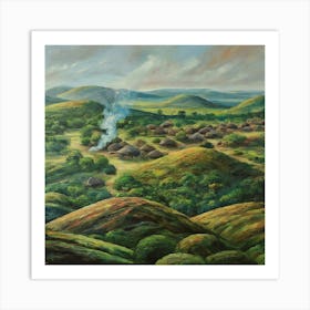 Village In The Hills Art Print