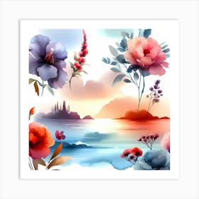 Watercolor Flowers 6 Art Print