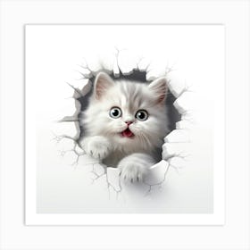 Kitten Peeking Out Of A Hole 2 Art Print