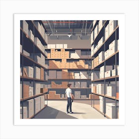 Man In A Warehouse 4 Art Print