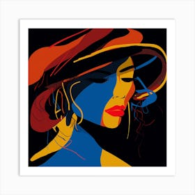 Woman In Hat Art Print