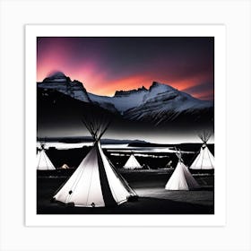 Teepees At Night 19 Art Print