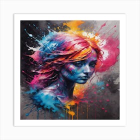 Girl With Paint Splatters Art Print