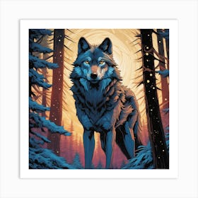 Wolf In The Woods 36 Art Print