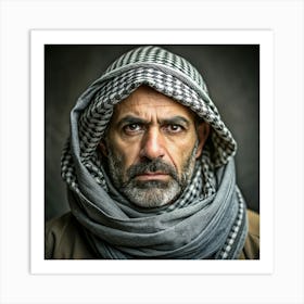 Serious Middle Eastern Man Wearing A Keffiyeh Art Print