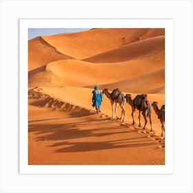 Camels In The Sahara Art Print