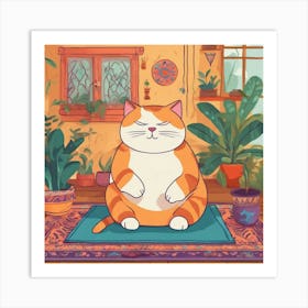 Cat Meditation Art Print