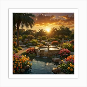 Sunset In The Garden 2 Art Print