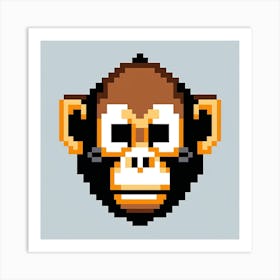 Monkey Pixel Art Art Print