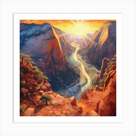 Sunset In Zion 16 Art Print