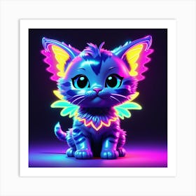 Neon Cat 1 Art Print