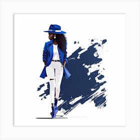 Black Woman In Blue Coat Art Print