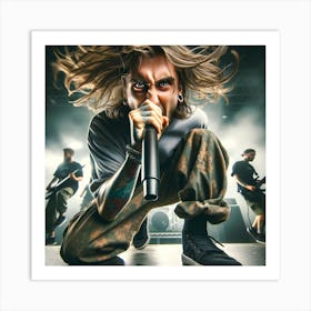 Rock Band singer performing on stage Art Print