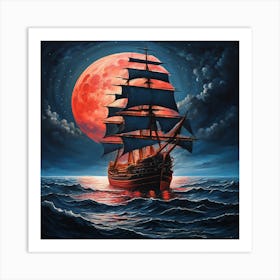 Ship On The Moon 1 Art Print