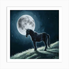 Horse In The Moonlight 41 Art Print