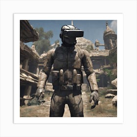 Soldier In Vr Headset Art Print