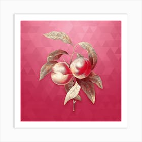 Vintage Peach Botanical in Gold on Viva Magenta n.0383 Art Print