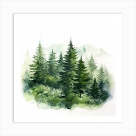 Watercolor Of Pine Trees Art Print