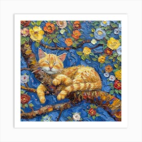 Orange Cat In A Tree Art Print