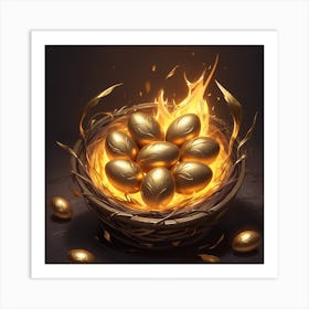 Golden Eggs In A Nest Art Print