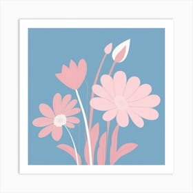 A White And Pink Flower In Minimalist Style Square Composition 444 Art Print