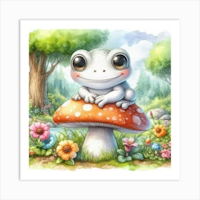 Frog On A Mushroom 2 Art Print