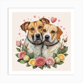 Two Dogs In Love Art Print