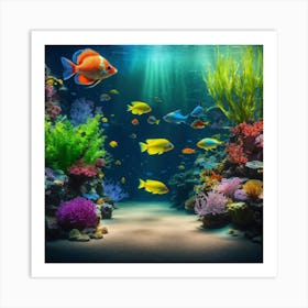 Fishes In An Aquarium Art Print