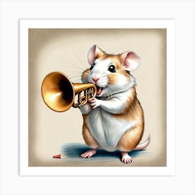 Hamster Playing A Trumpet Art Print