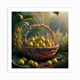 Pears In A Basket Art Print