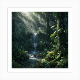 Waterfall In The Forest 52 Art Print