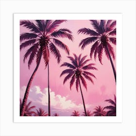 Trio Of Palms Pink Art Print 1 Art Print