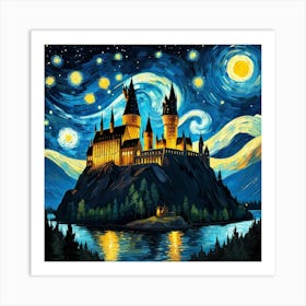 Castle At Starry Night Van Gogh Painting 2 Art Print