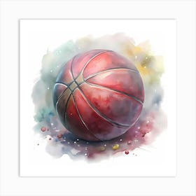 Watercolor Basketball Painting Poster