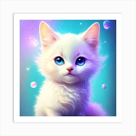 Cute Kitten With Blue Eyes Art Print