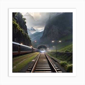 Train In The Mountains Art Print