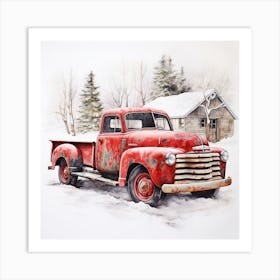 Old Truck In The Snow 1 Art Print