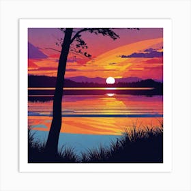 Sunset By The Lake 60 Art Print