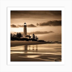 Lighthouse At Dusk 4 Art Print