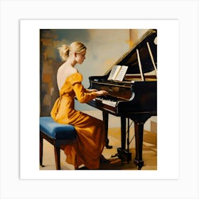 Woman Playing The Piano Art Print