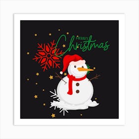 Christmas Snowman Art Print