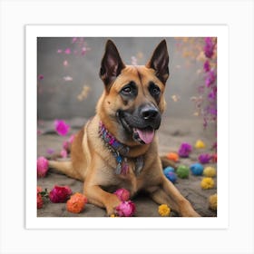 Flower Dog Art Print