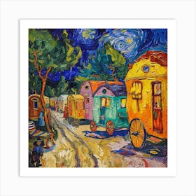 Van Gogh Style. Gypsy Caravans at Arles Series 2 Art Print