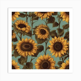 Default Default Retro Vintage Sunflower For Defferent Seasons 3 Art Print