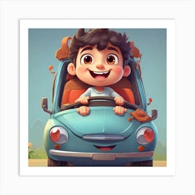 Boy Driving A Car 1 Art Print