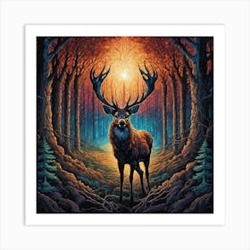 Deer In The Forest 61 Art Print