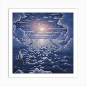 Sailboats In The Clouds Art Print